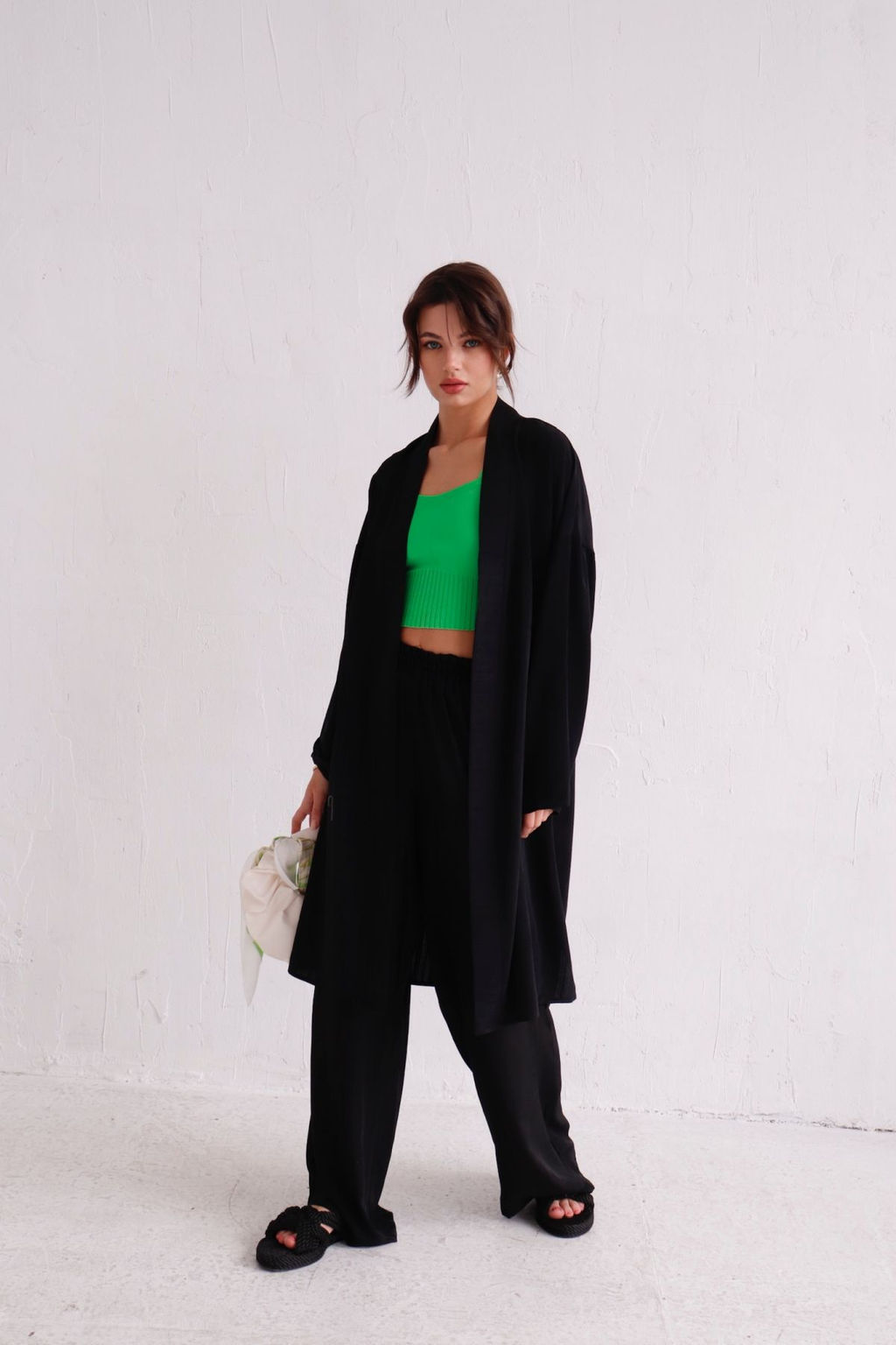 9536 Костюм из кимоно и брюк-палаццо чёрный - Martichelli фото 22