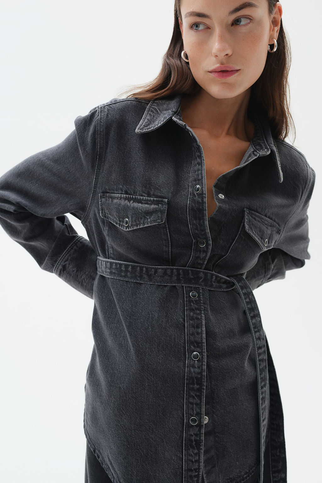 MAMA Camisa denim con cinturon de anudar - H&m фото 2