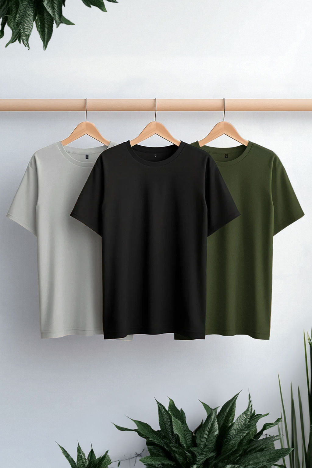 Siyah-Haki-Gri 3lu Paket Slim/Dar Kesim Basic %100 Pamuk Tok Kumas T-shirt TMNSS19BO0007