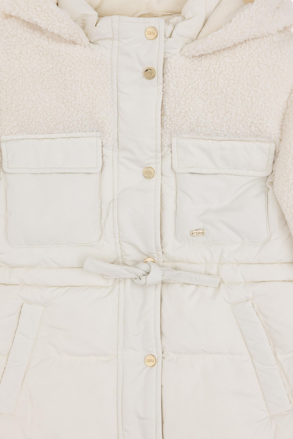Кремовое пальто для девочки Неожиданная скидка в корзине - U.s. polo assn фото 4