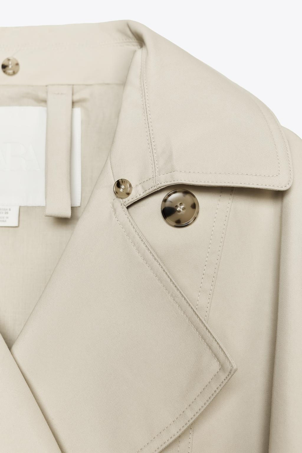 ZW COLLECTION WATER-REPELLENT SHORT TRENCH COAT - Zara фото 6