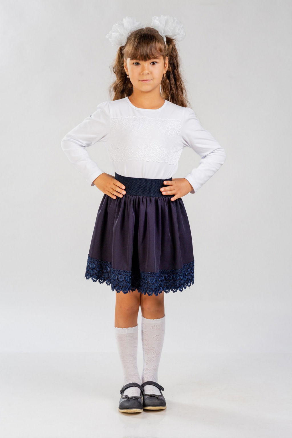 Футболка с длинным рукавом детская из кулирки с лайкрой Снежинка белый - Амадэль фото 3