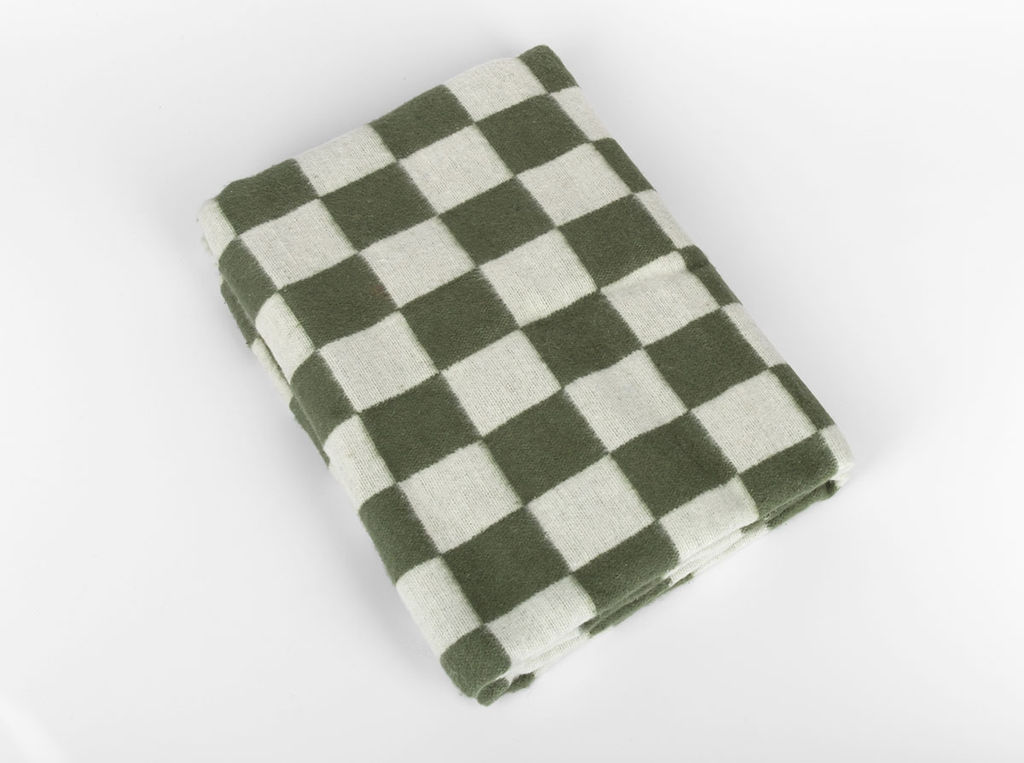 Одеяло байковое 100*140 "Клетка" цв. хаки (Россия ВВТ)