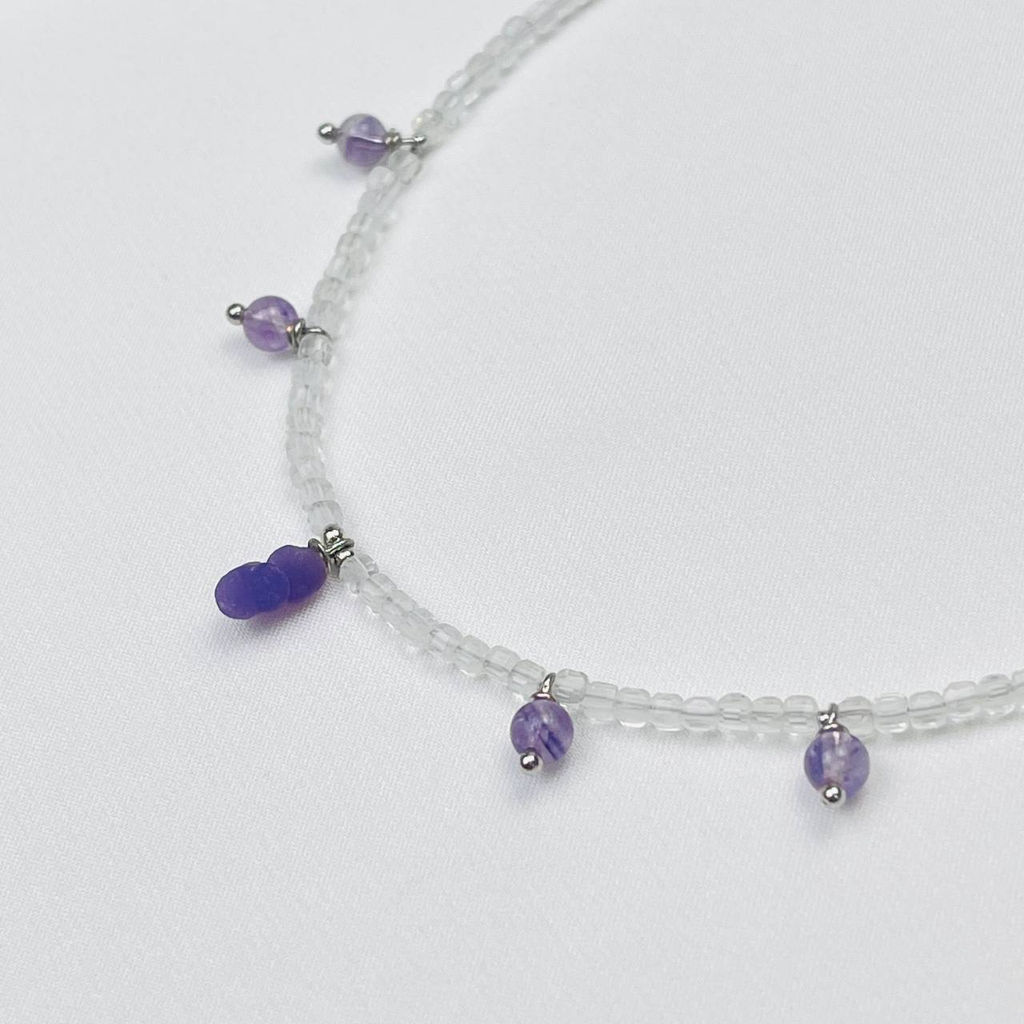 Колье из Горного Хрусталя,Аметиста и Халцедона - Радуга самоцветов фото 3