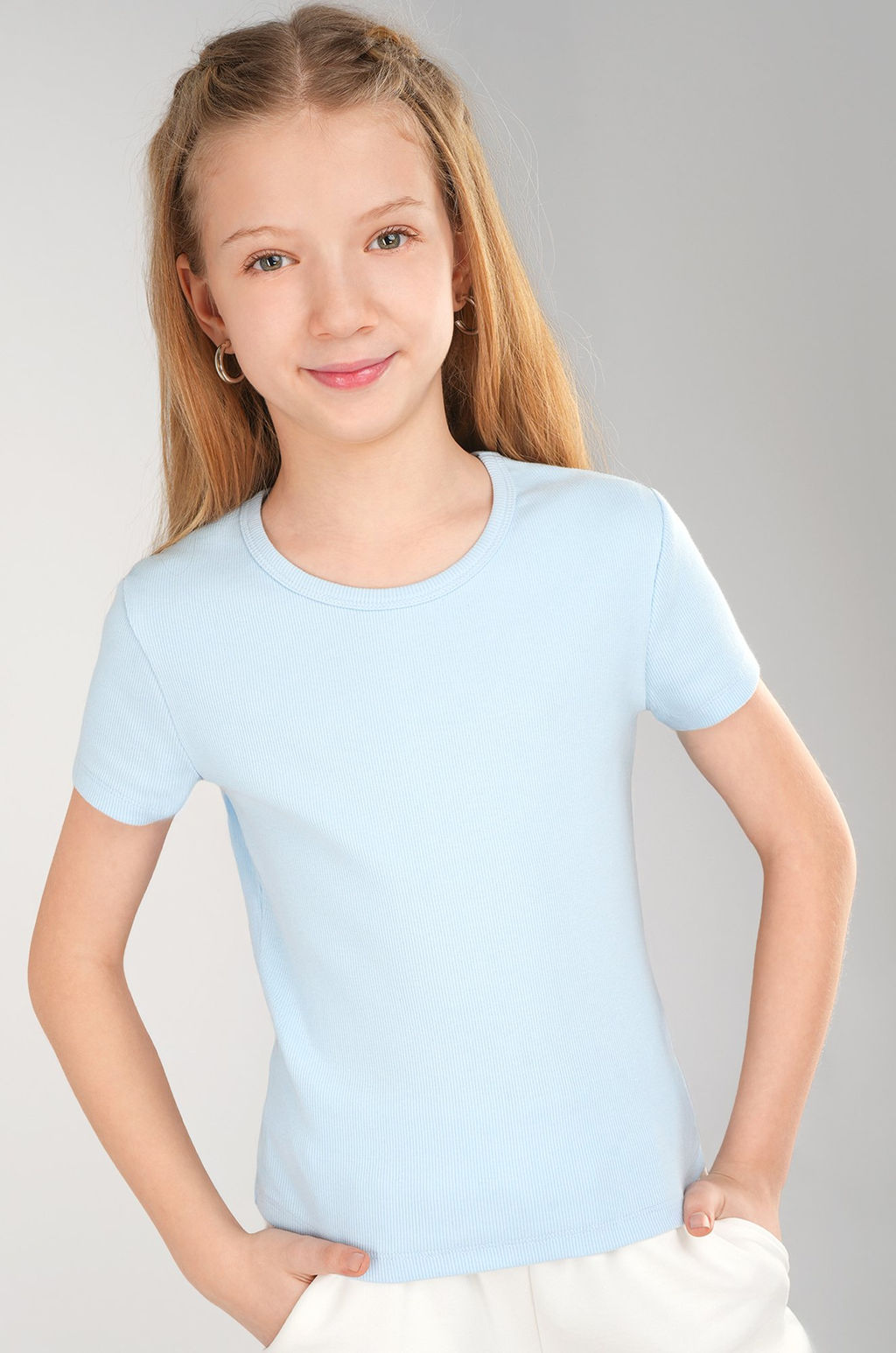 Футболка для девочки в рубчик из рибаны Happyfox  фото 31