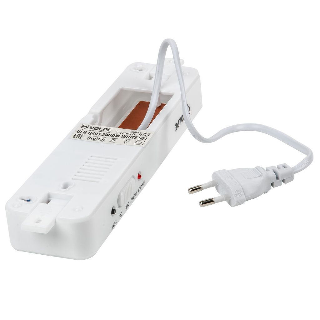 ULR-Q401 2W/DW WHITE S01 Светильник светодиодный аварийного освещения ВЫХОД. Дневной свет (6500K). Встроенный аккумулятор AC/DС. Корпус белый. ТМ Volpe.