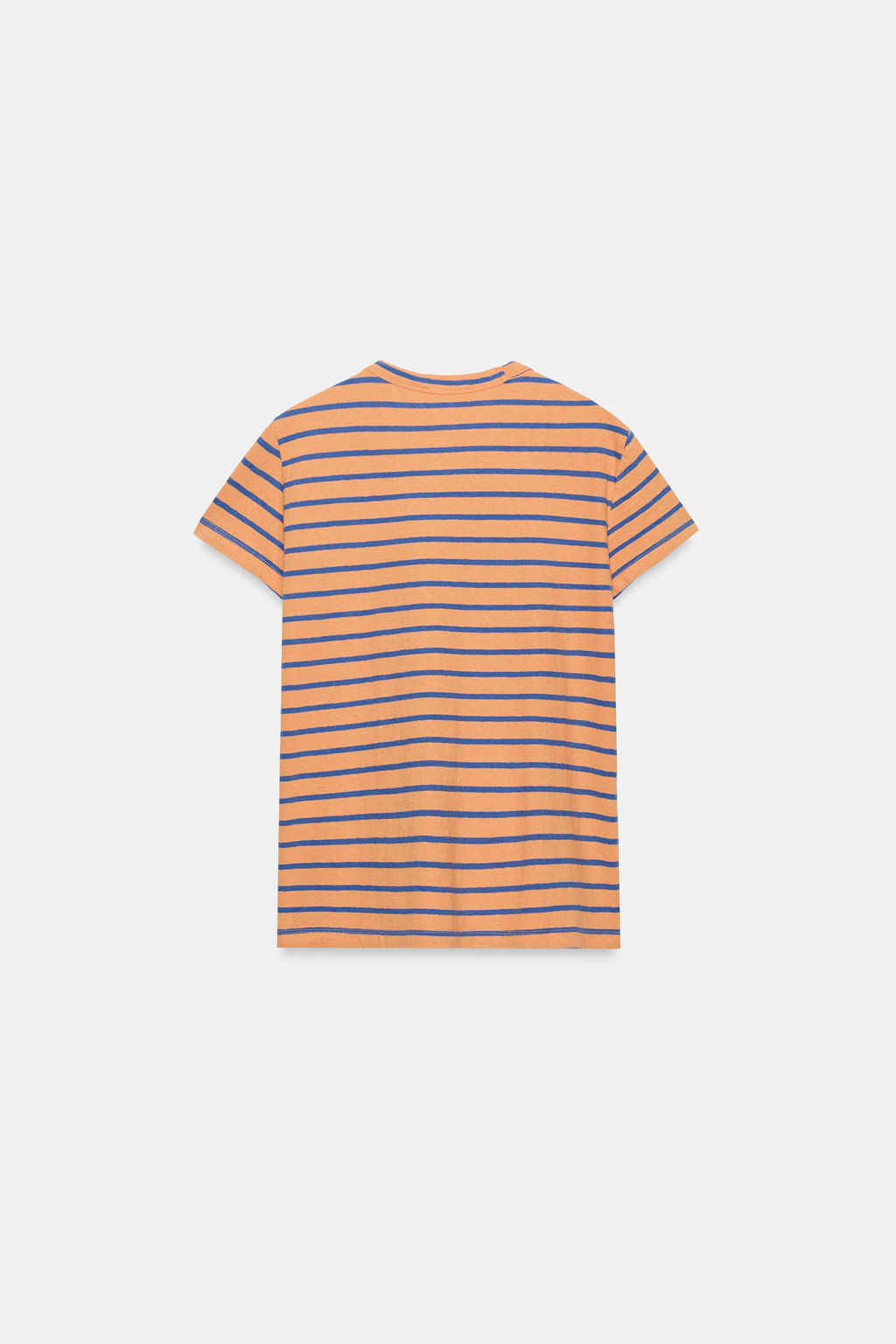 CAMISETA RAYAS ALGOD?N Y LINO / Naranja