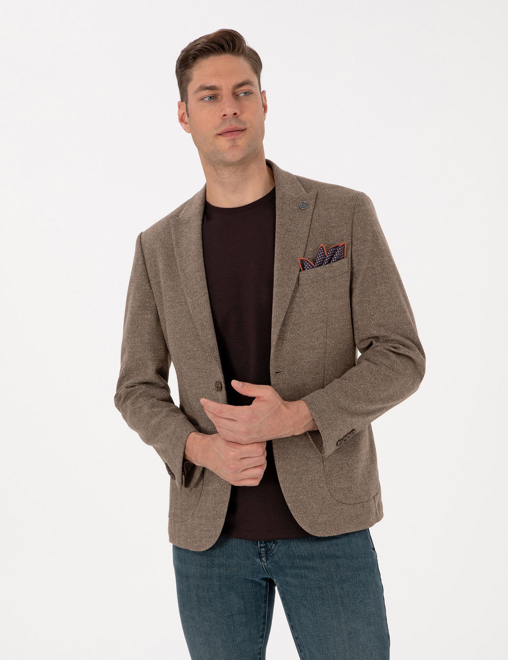 Kahverengi Slim Fit Bal_ks_rt_ Ceket