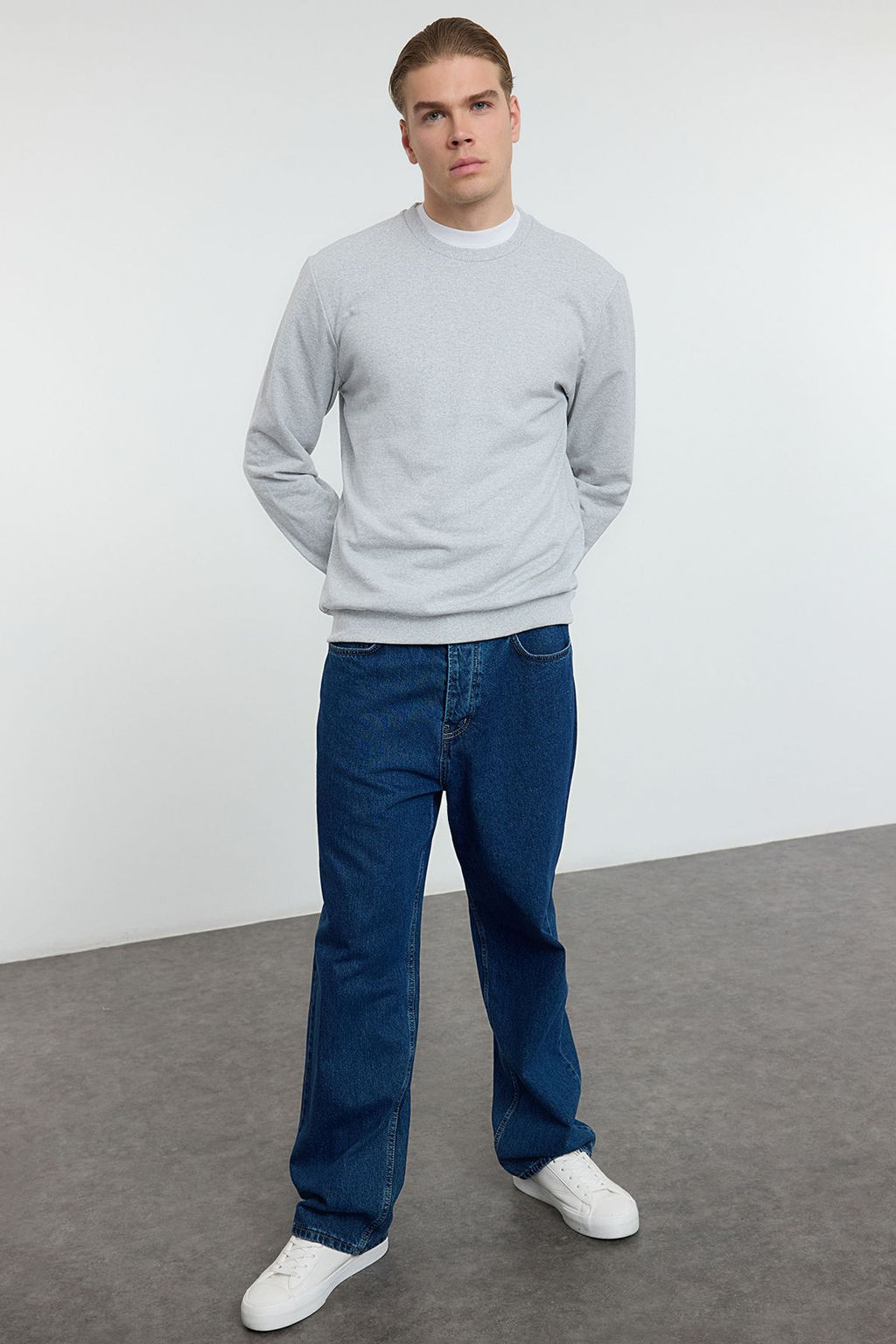 Gri Melanj Regular/Normal Kesim Basic Sweatshirt TMNAW21SW1208