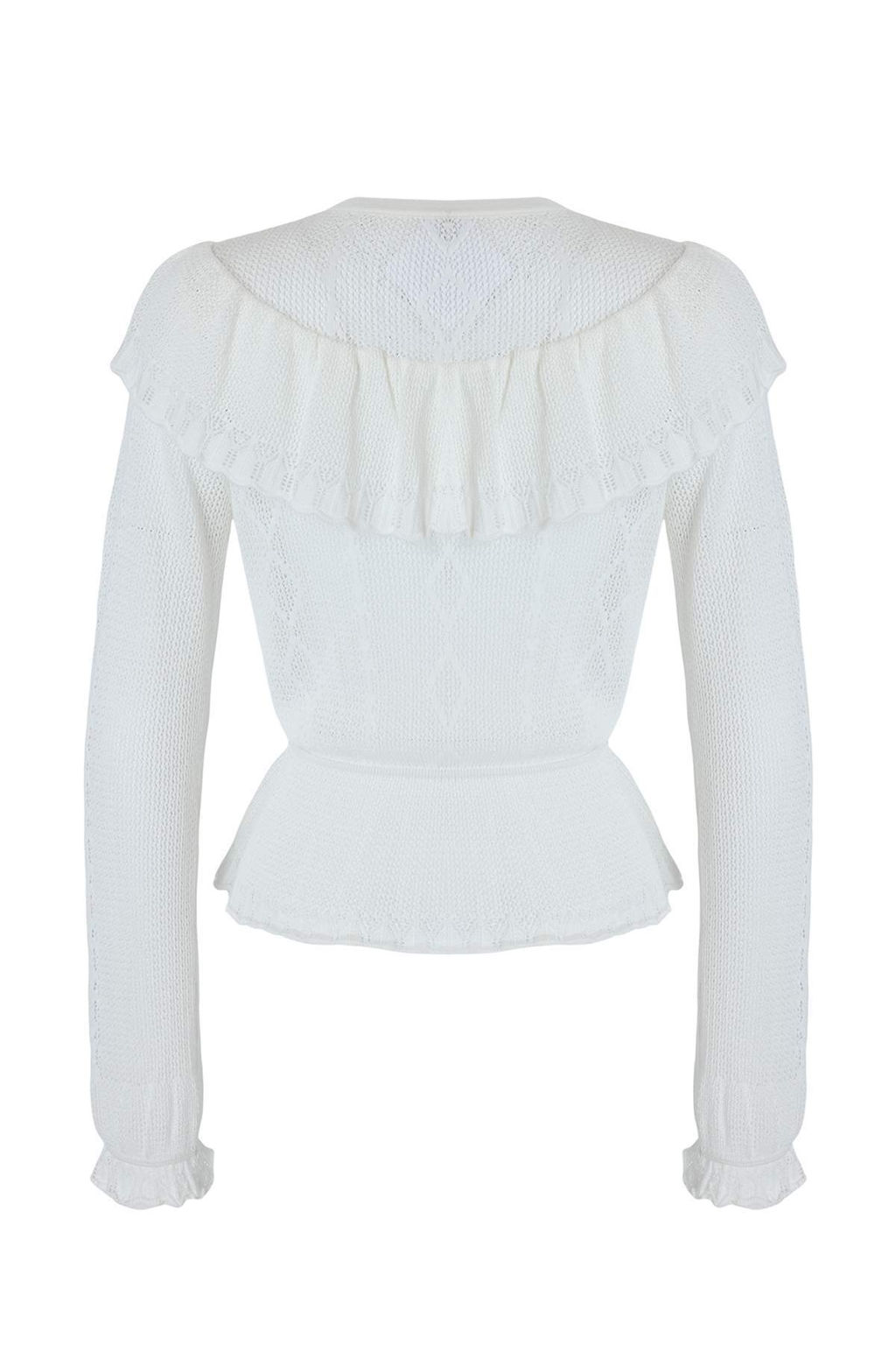 Ekru Omuz ve Etek Ucu Detayl? Ajurlu/Delikli Ince Triko H?rka TWOSS26HI00005 - Trendyolmilla фото 2