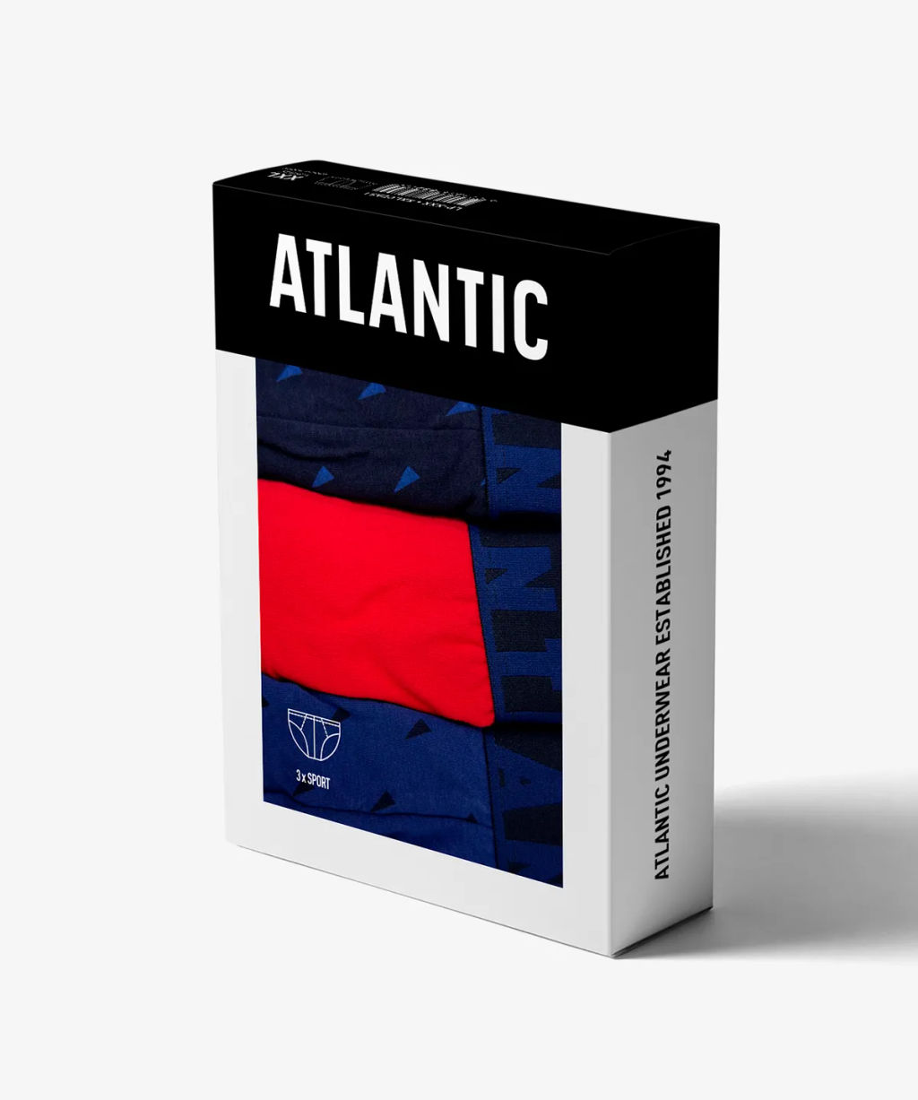 ATLANTIC 3MP-152 Трусы спорт New Sport - набор 3 шт. темно-синий + красный + темно-голубой  фото 9