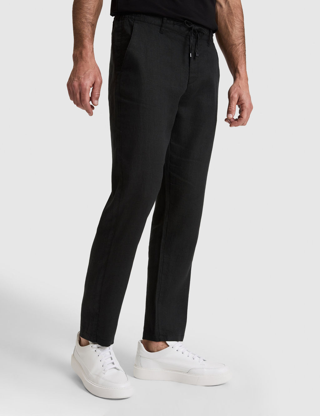 Siyah Carrot Fit %100 Keten Kanvas Pantolon