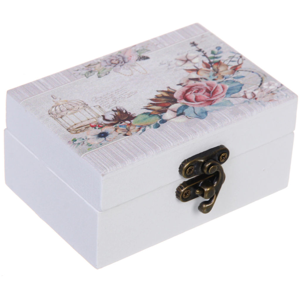 Шкатулка деревянная с зеркалом "МАРЦИПАН", нежные лепестки роз, 9.5*6.5*5см (в коробке)