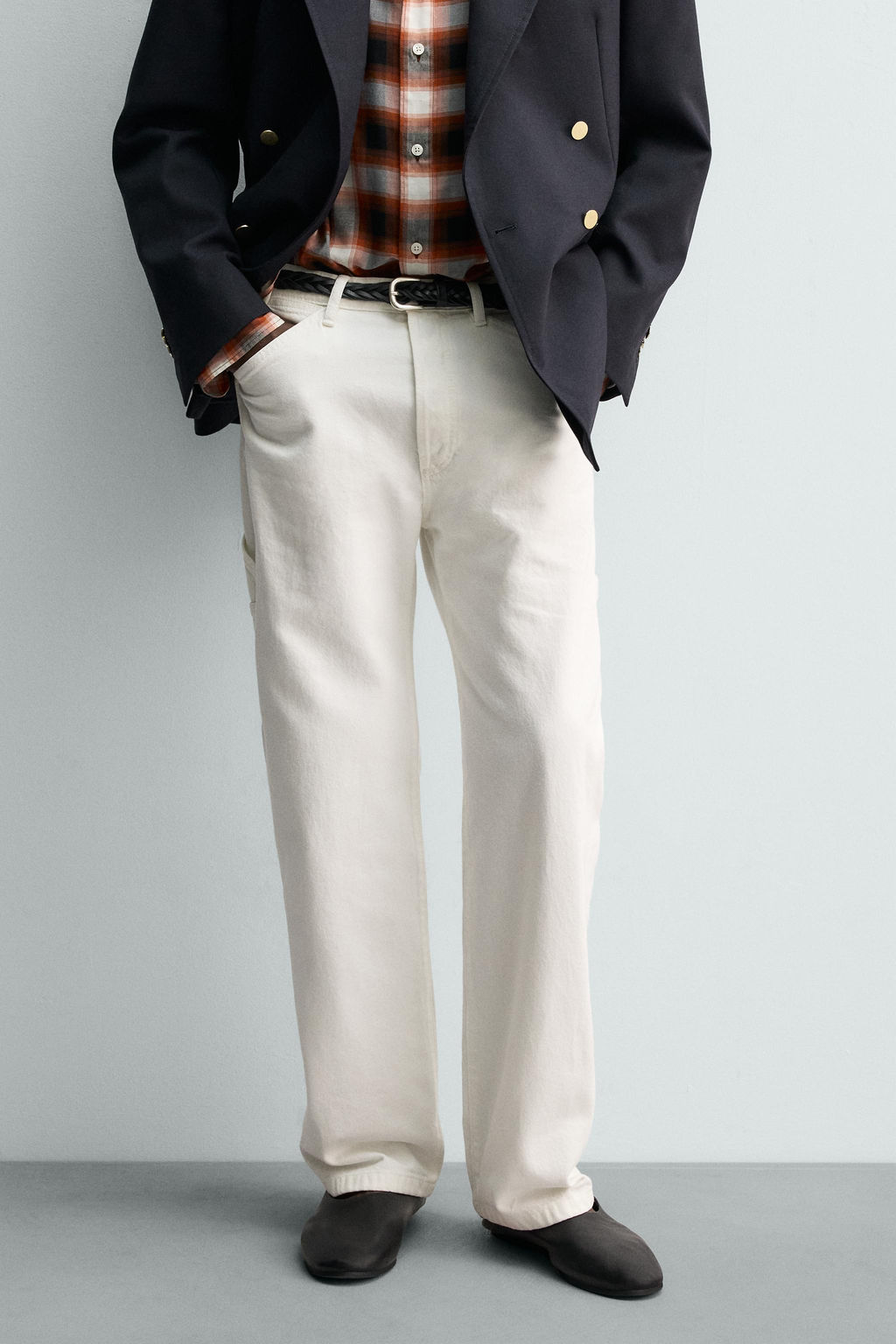 PANTAL?N BOLSILLO CARPINTERO AARON LEVINE X ZARA / Blanco  фото 2