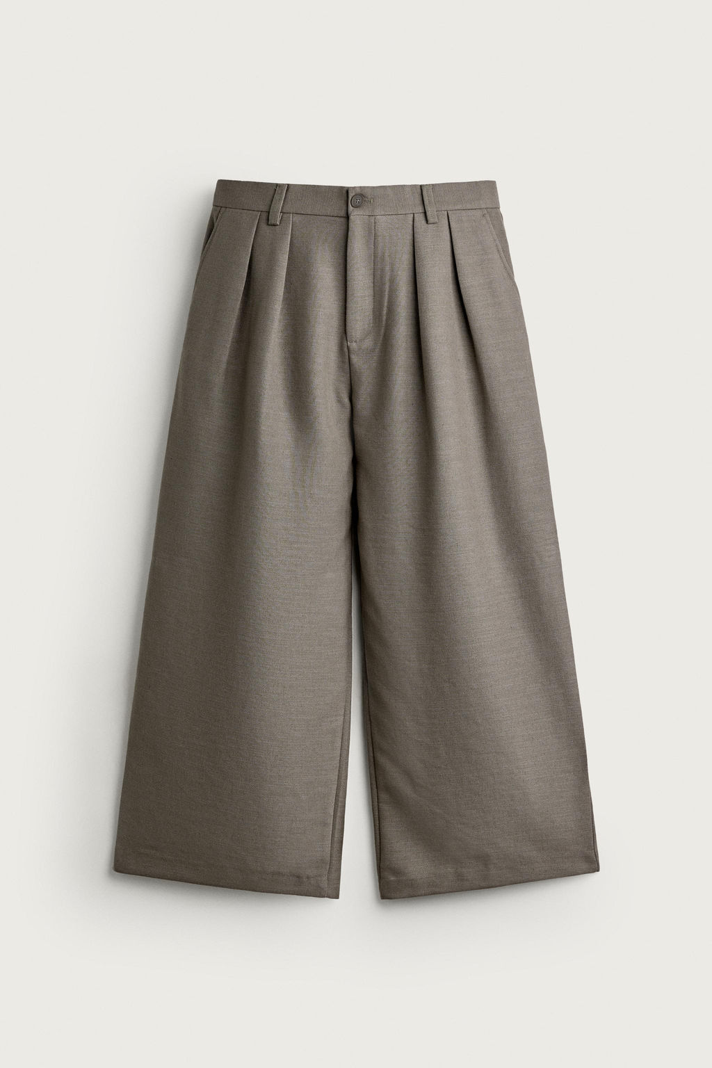 PANTAL?N RELAXED FIT ESTRUCTURA PLIEGUES / Verde gris - Zara фото 6