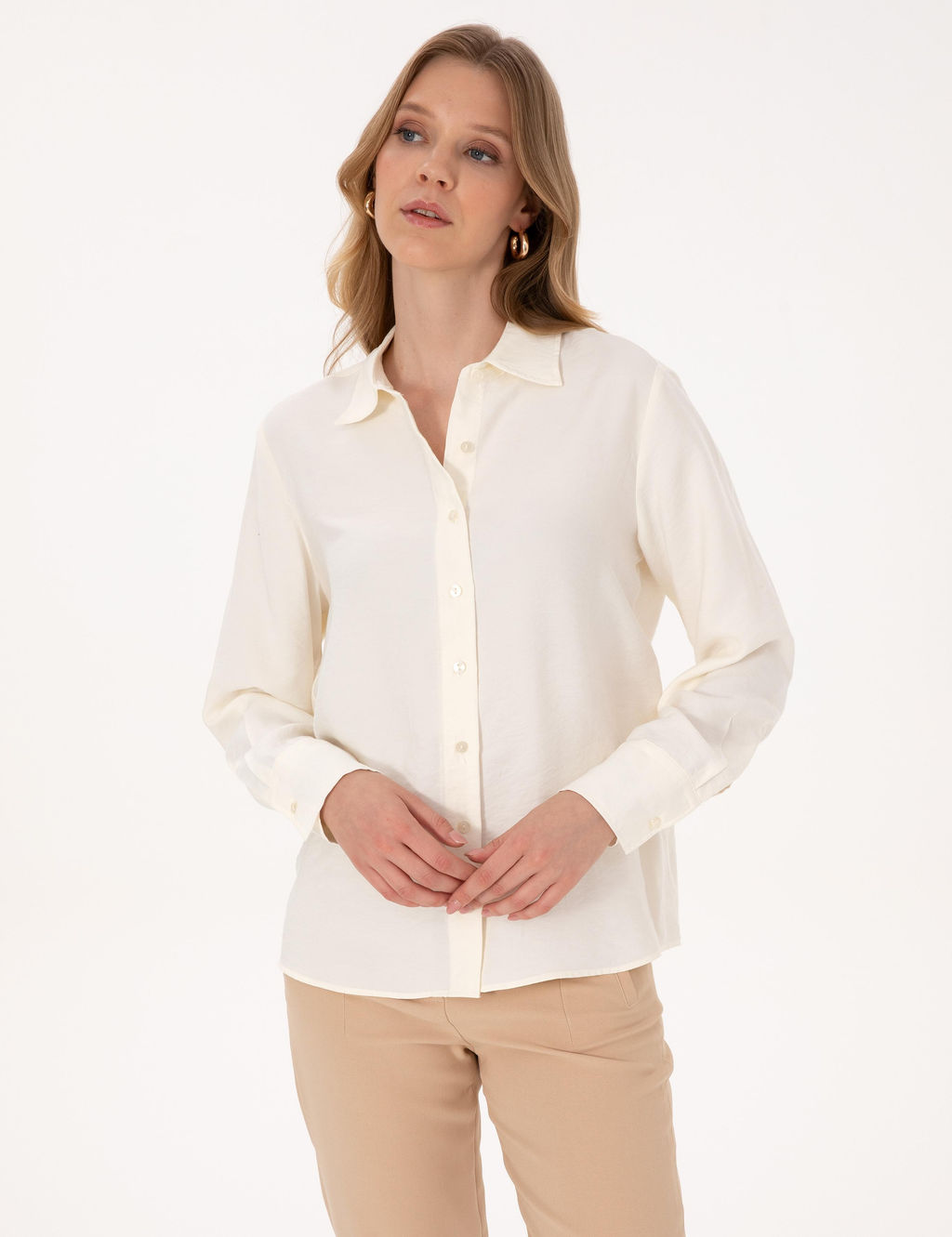 BEYAZ Comfort Fit Uzun Kollu G_mlek - Pierre cardin фото 3