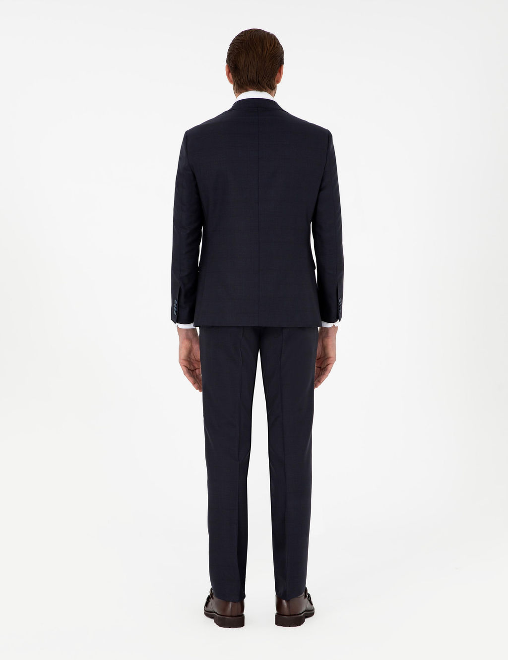 Lacivert Slim Fit Y_n Kar___ml_ Tak_m Elbise