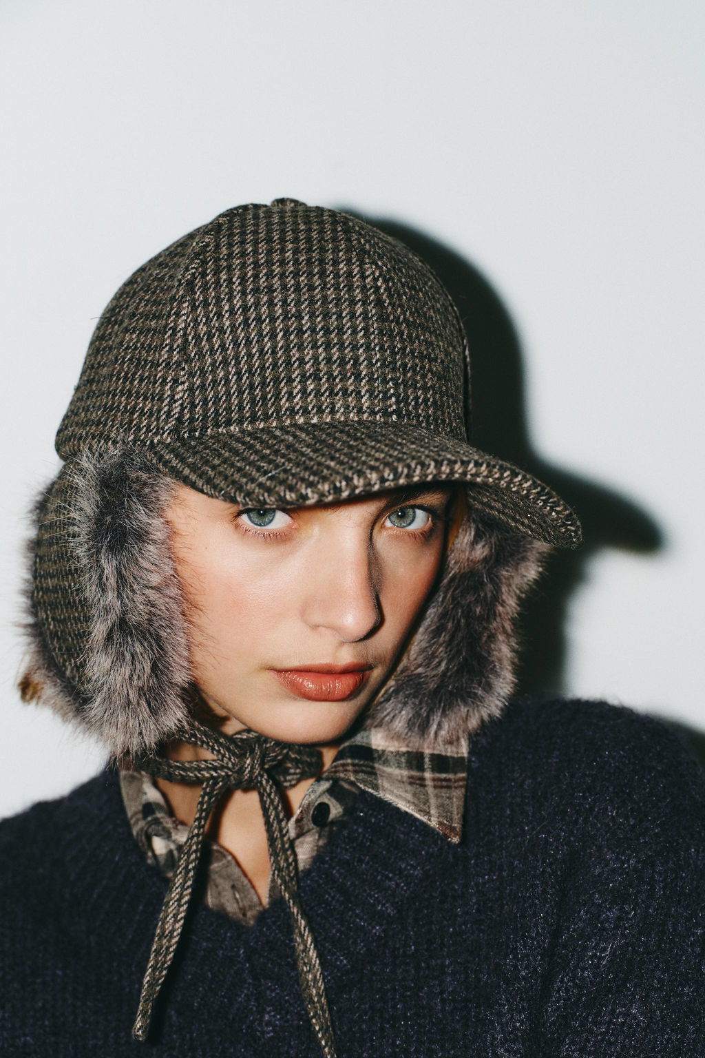 CHECK CAP WITH WOOL AND EAR MUFFS - Zara фото 3