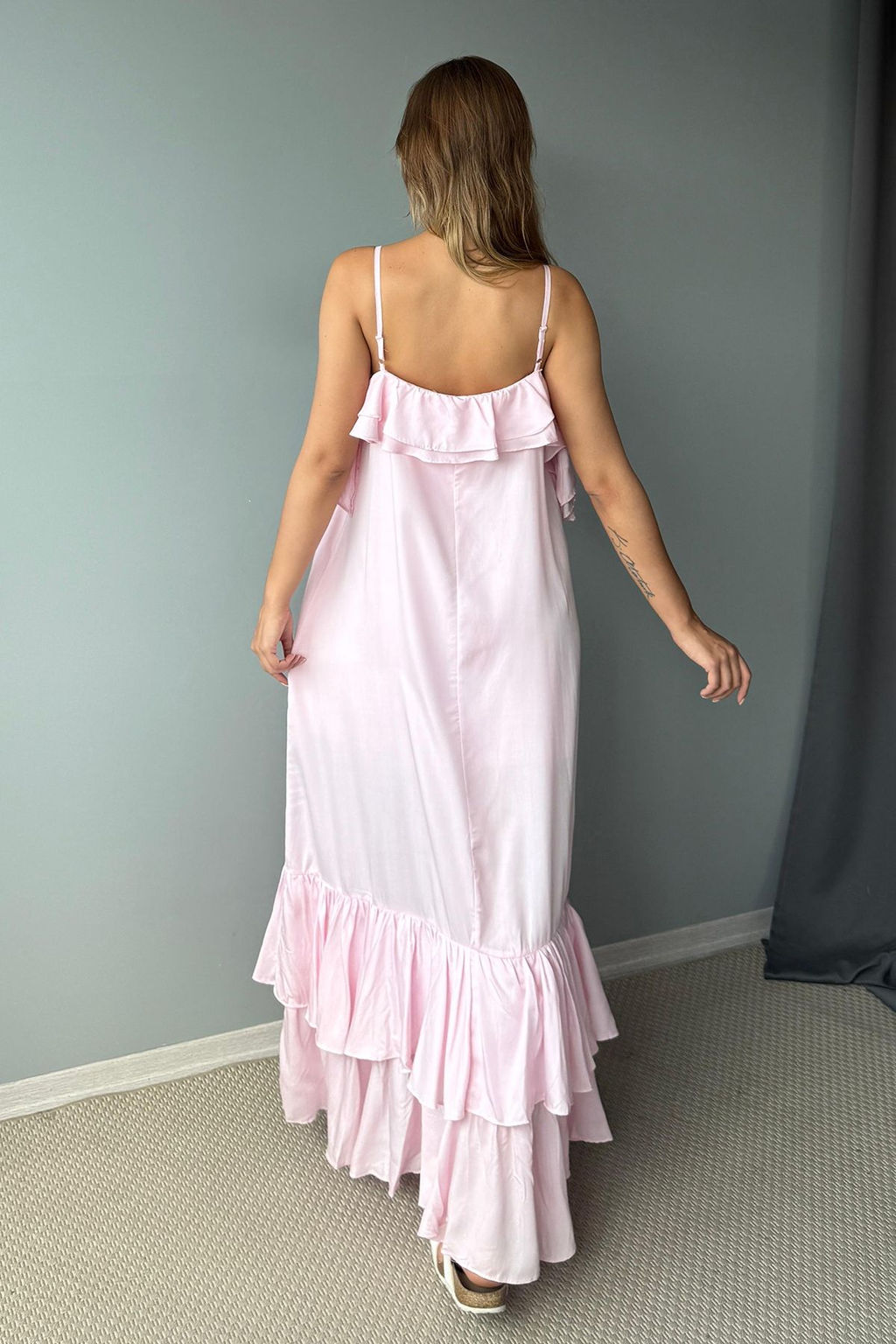 Pembe F?rf?r Detayl? Maxi Dokuma Elbise TWOSS25EL00924 - Trendyolmilla фото 6