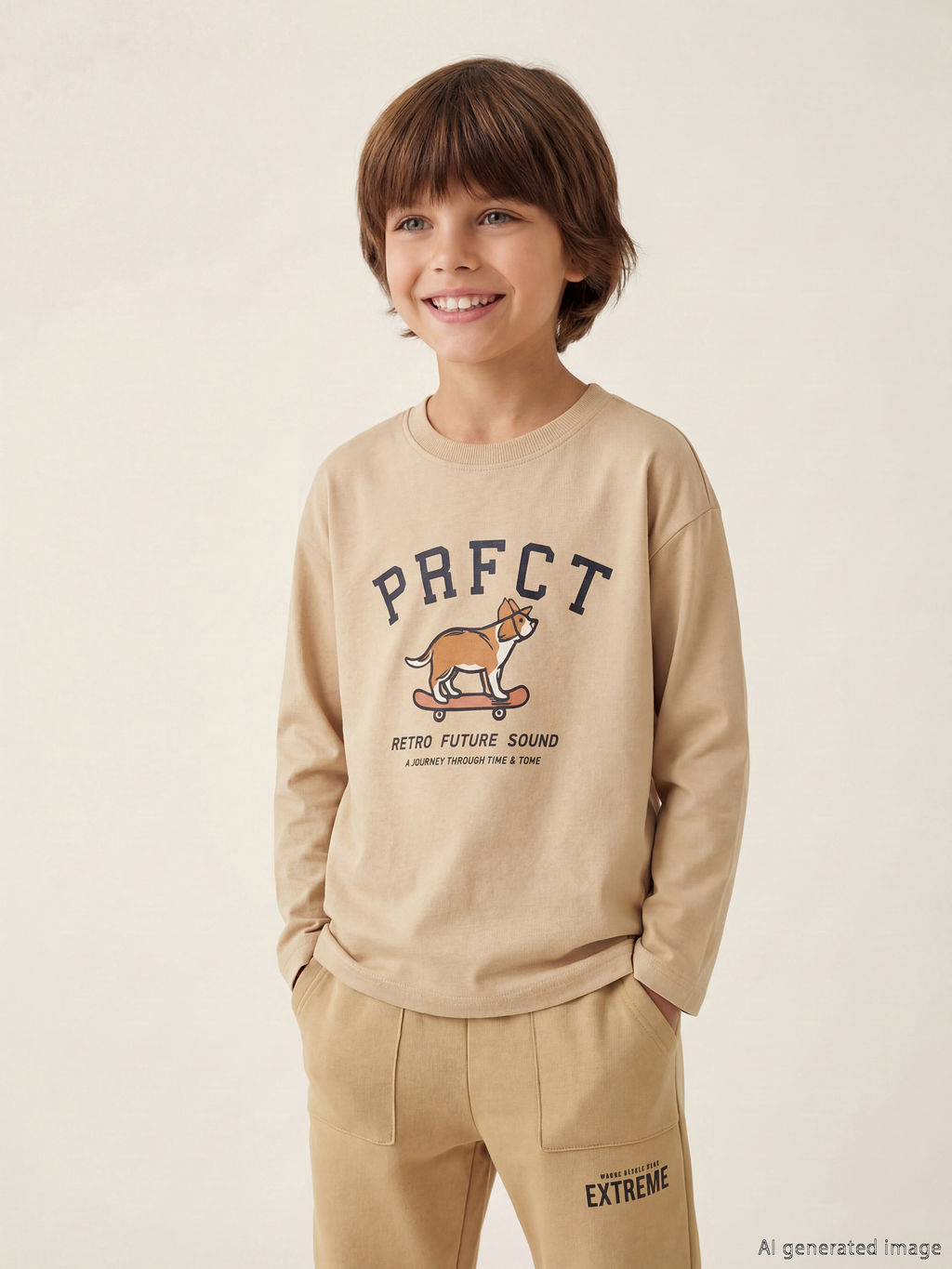 Bisiklet Yaka Bask?l? Uzun Kollu Erkek ?ocuk Ti??rt 2li