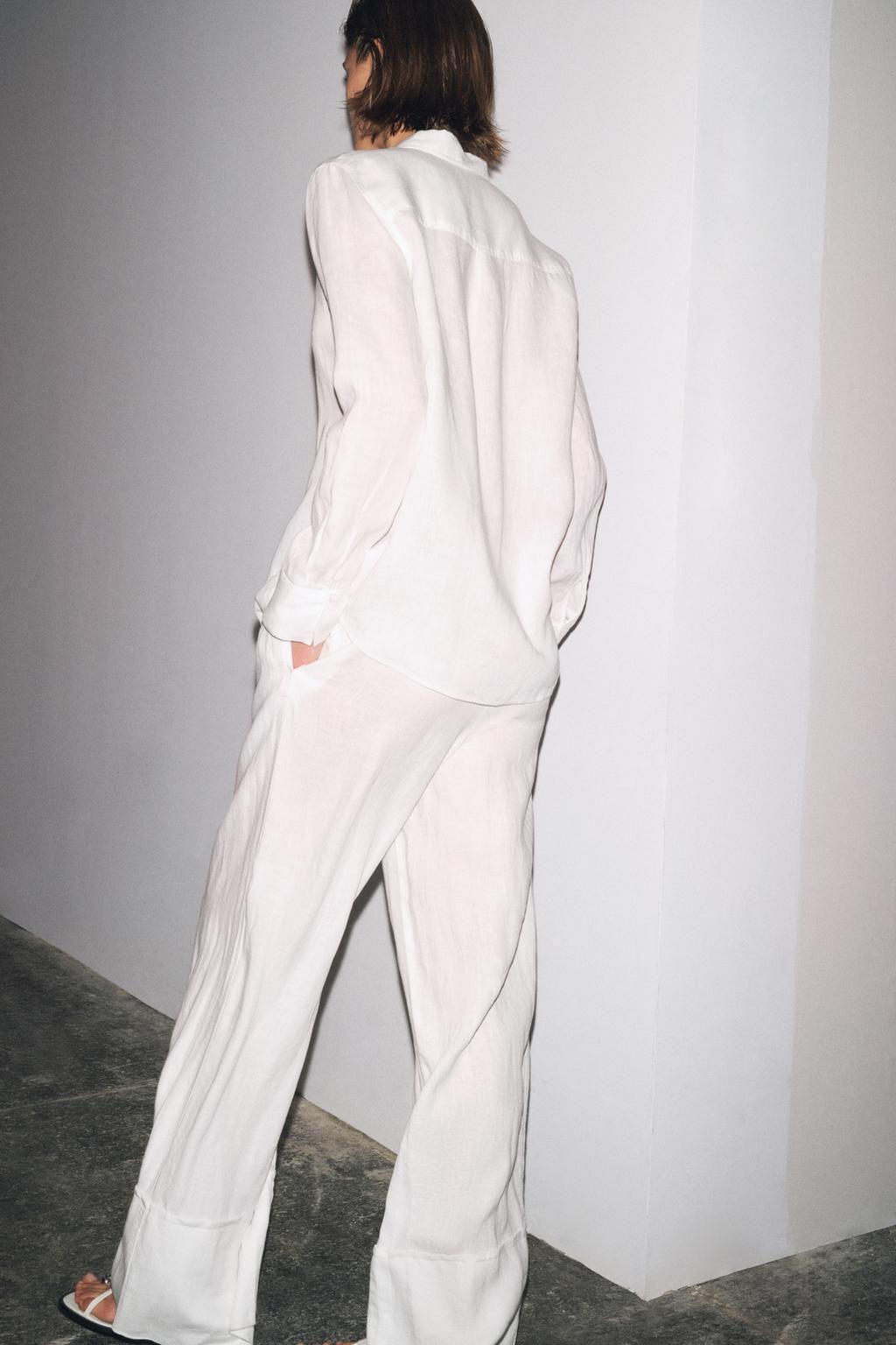 ZW COLLECTION 100% LINEN PALAZZO TROUSERS - Zara фото 23