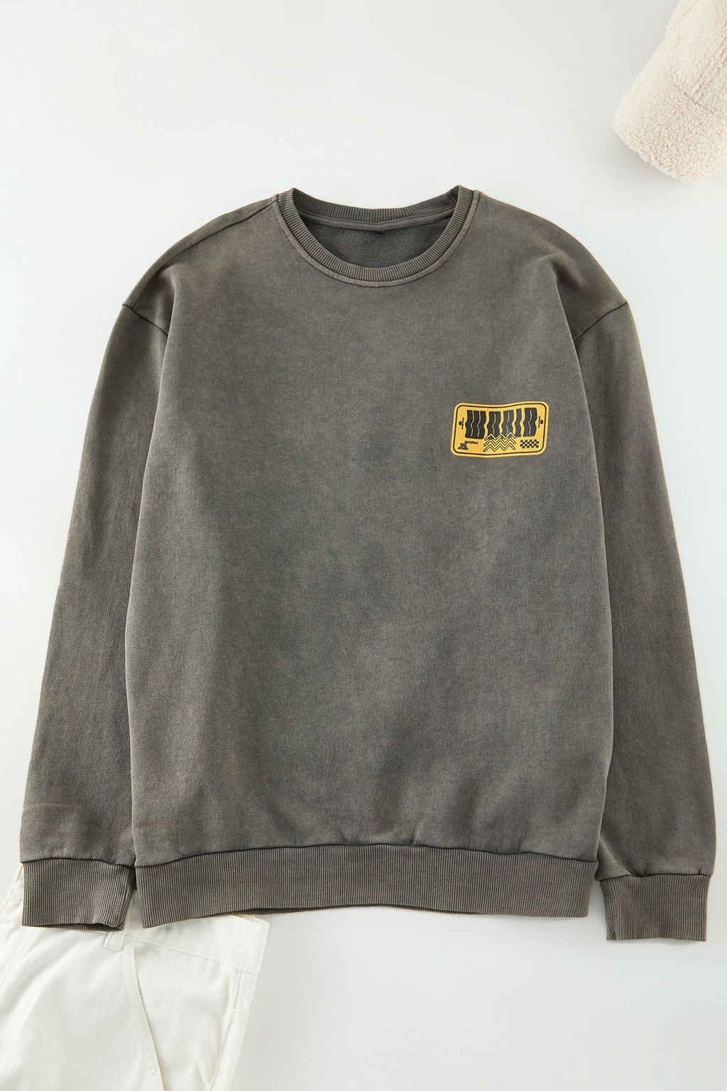 TRENDYOL MAN Antrasit %100 Pamuk Oversize/Genis Kesim Eskitme/Soluk Efektli Sweatshirt TMNAW24SW00080 - Trendyolmilla фото 3