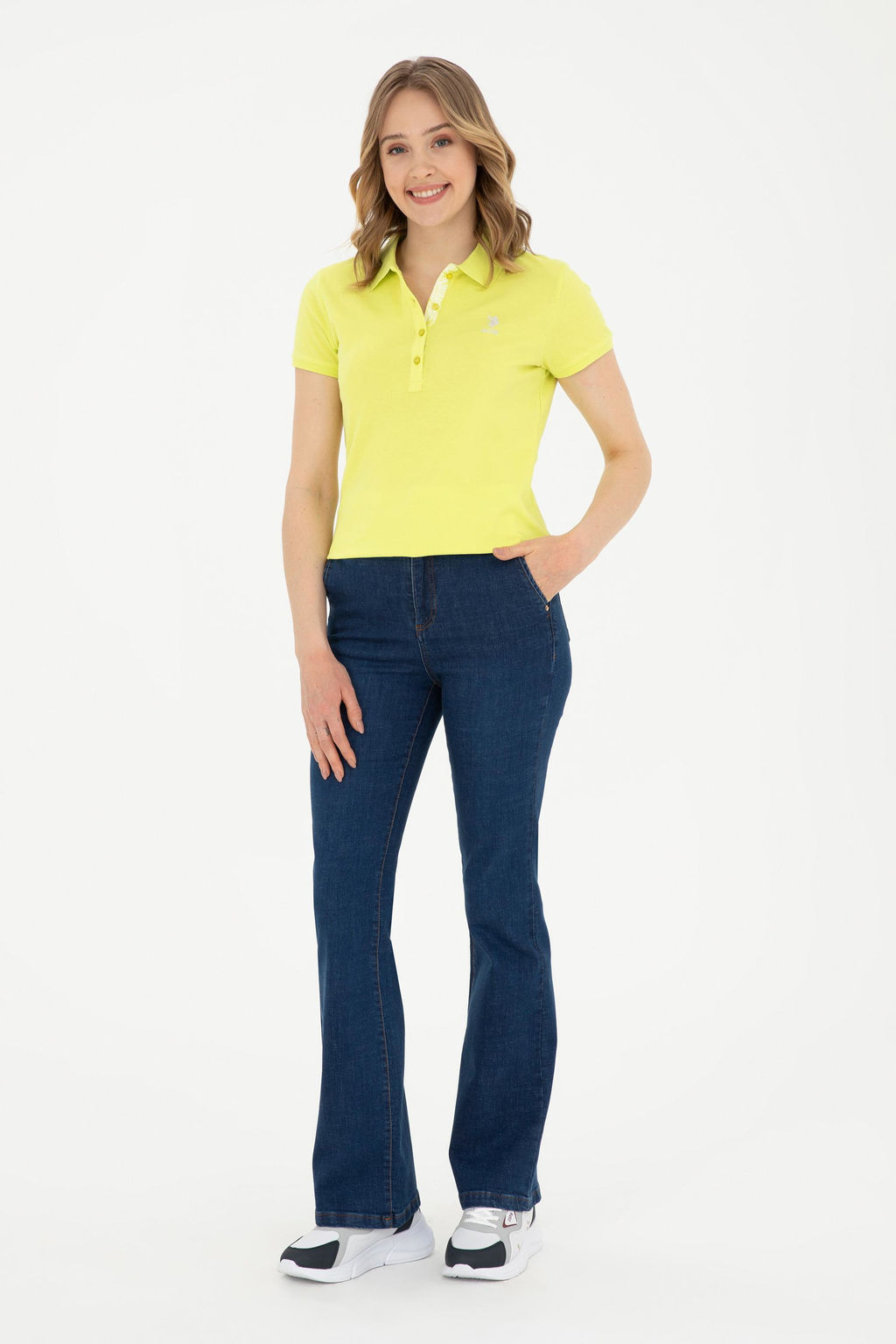 Женская базовая футболка фисташкового цвета с воротником-поло Неожиданная скидка в корзине - U.s. polo assn фото 4