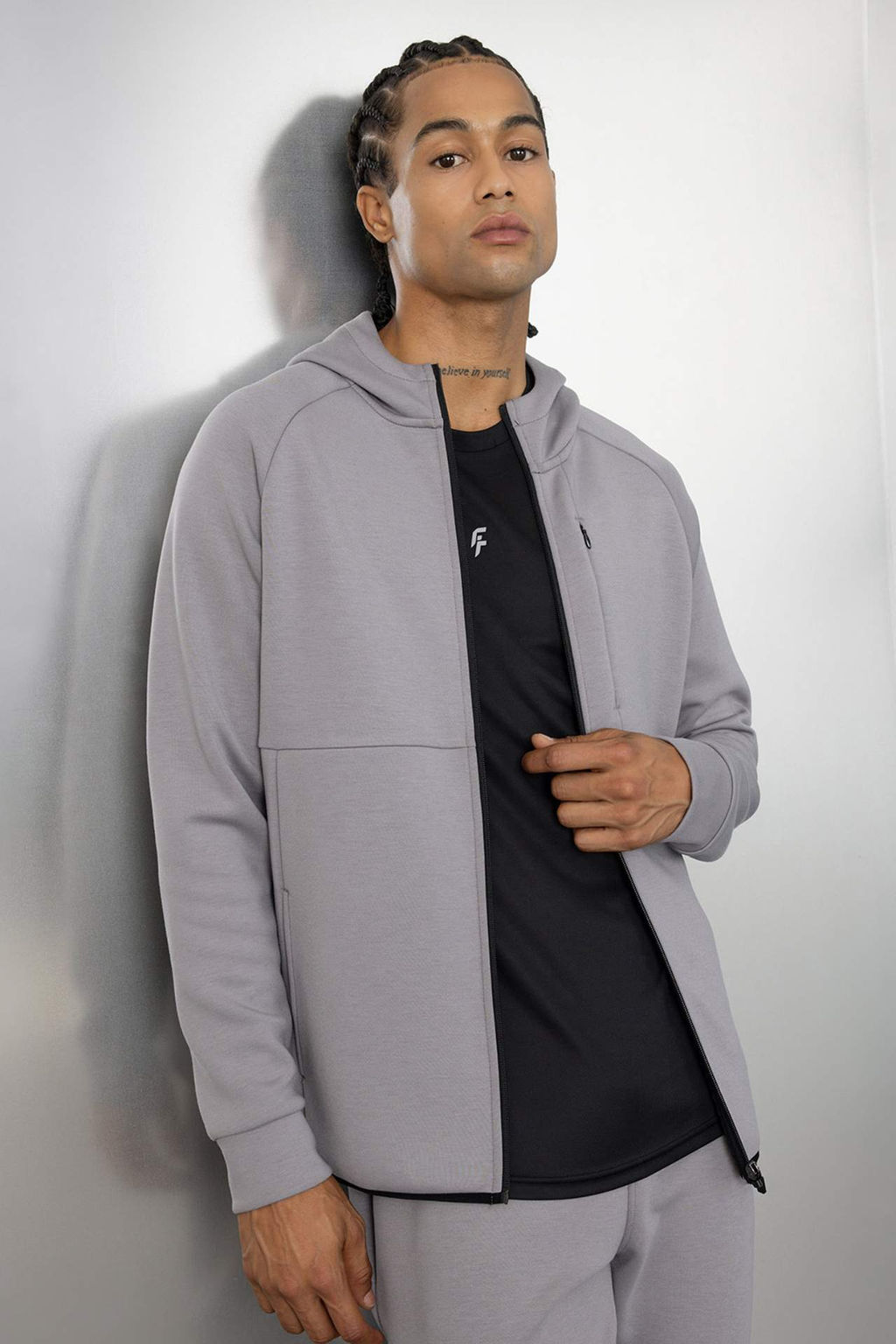 DeFactoFit Slim Fit Dar Kesim Kapusonlu Skuba Dalg?c Kumas Fermuarl? Sweatshirt  фото 4