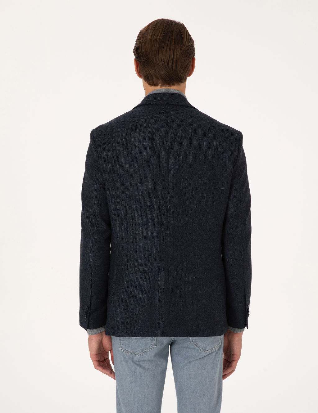 Lacivert Slim Fit Y_n Kar___ml_ Bal_ks_rt_ Ceket