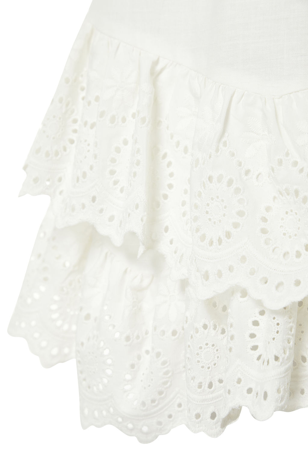 TRENDYOLMILLA Plaj Giyim Briddal Beyaz Mini Dokuma Brode Detayl? Flaml? Pamuk Plaj Etek TBESS24ET00004 фото 8