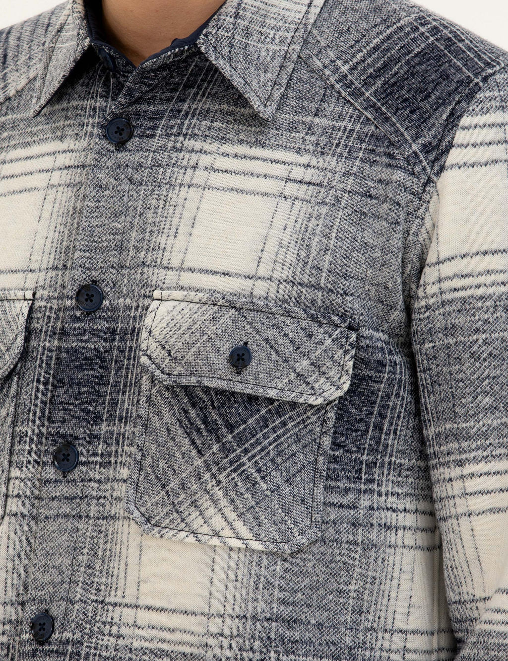 Темно-синяя рубашка-рубашка в клетку из смесовой шерсти - Cacharel фото 7