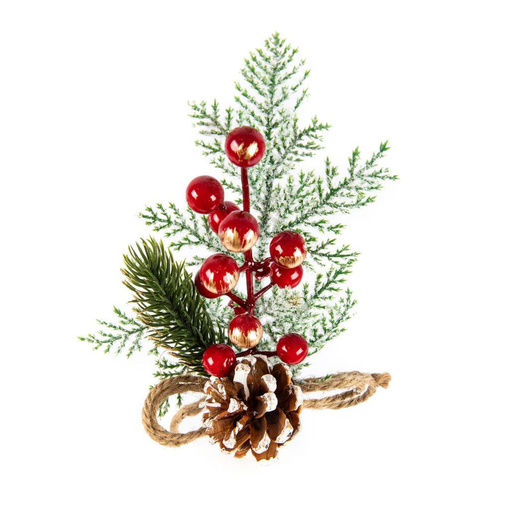Blumentag VDF-131 Веточка хвойная с шишкой и ягодами 3 х 1 шт. 30 см 01  фото 4