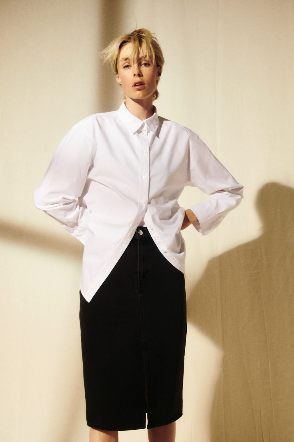 Falda denim hasta la rodilla