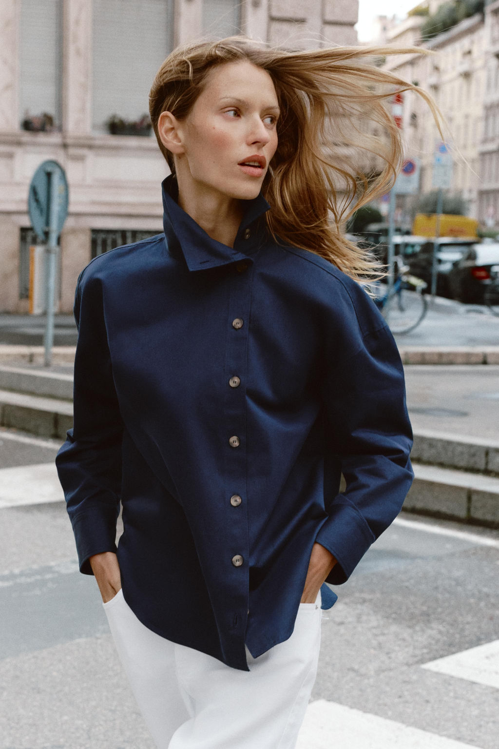 CAMISA CUELLO SUBIDO / Azul - Zara фото 9