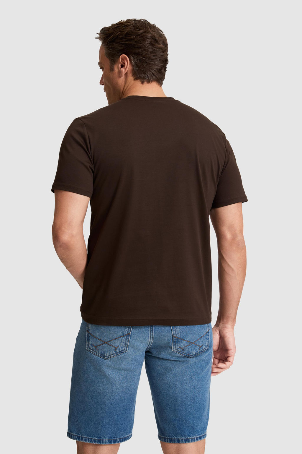 Erkek Koyu Kahverengi Regular Fit Bisiklet Yaka Basic Ti__rt