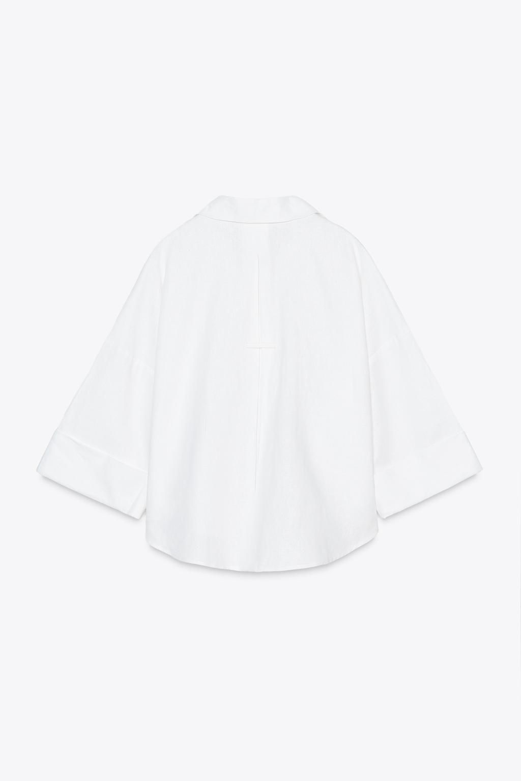 WIDE-SLEEVE LINEN BLEND SHIRT - Zara фото 6