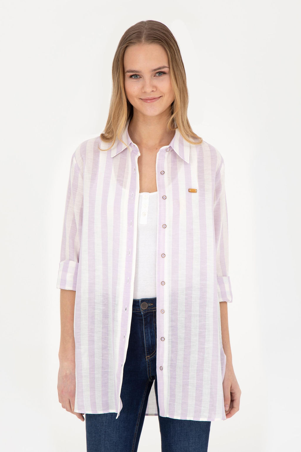 Женская сиреневая рубашка с длинным рукавом - U.s. polo assn фото 10