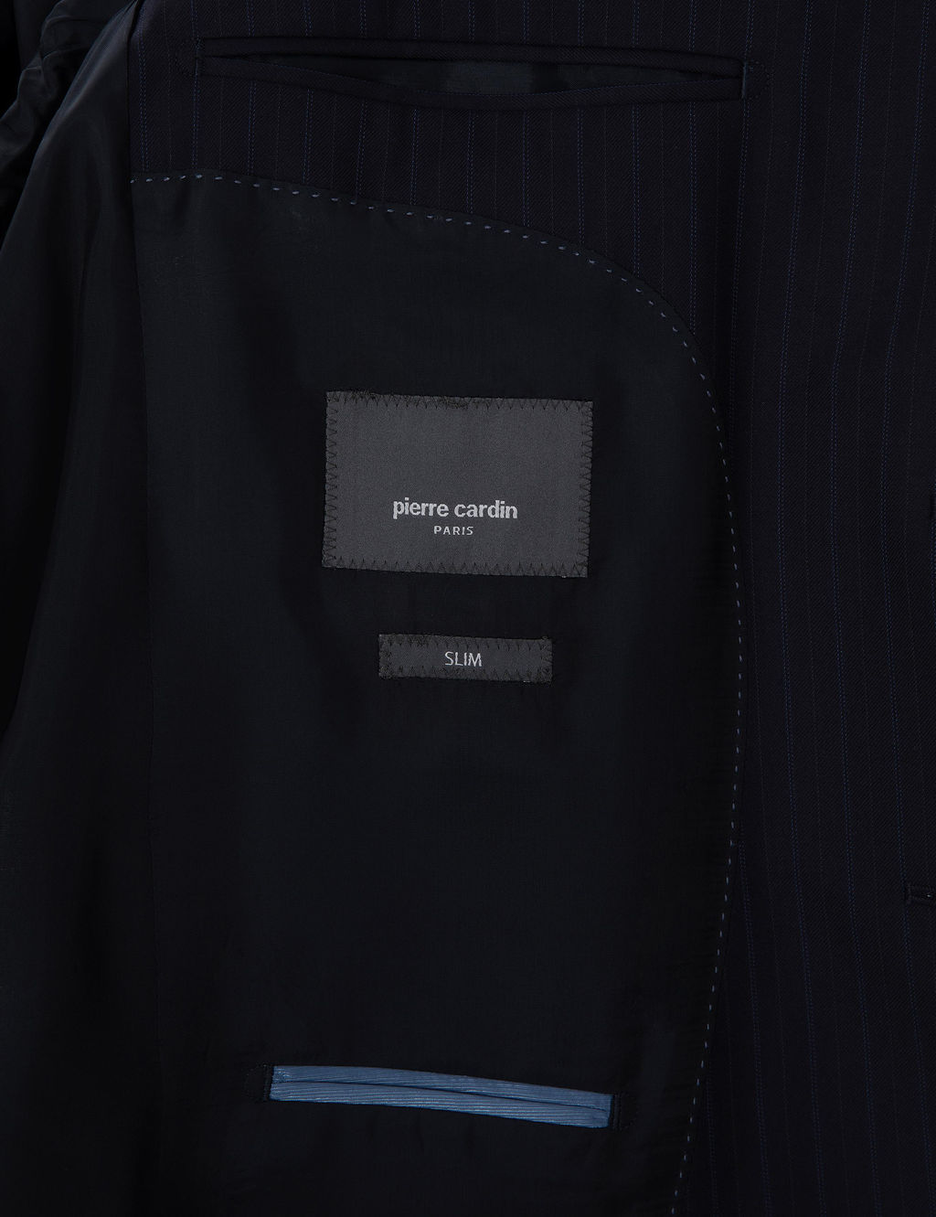 Lacivert Slim Fit _izgili %100 Y_n Tak_m Elbise