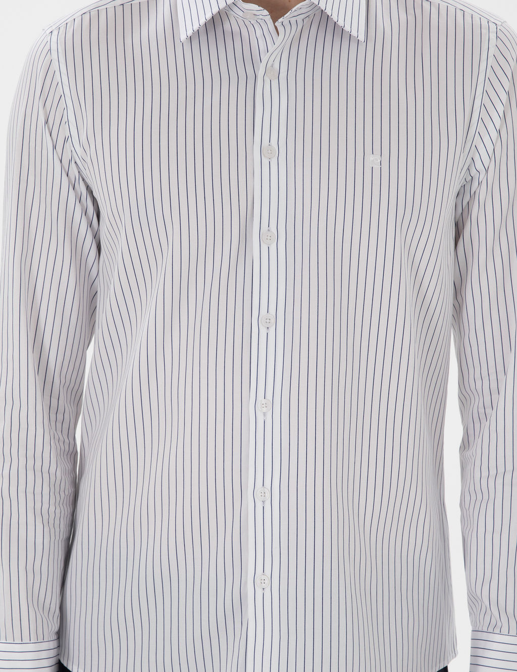 Lacivert Slim Fit _izgili Uzun Kollu G_mlek