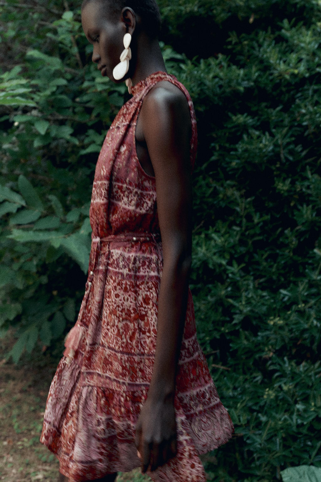 PATCHWORK PRINT MINI DRESS WITH BELT - Zara фото 12
