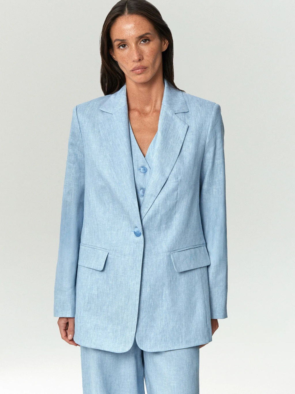 Однобортный жакет изо льна, ML724/normandie - Emka фото 3