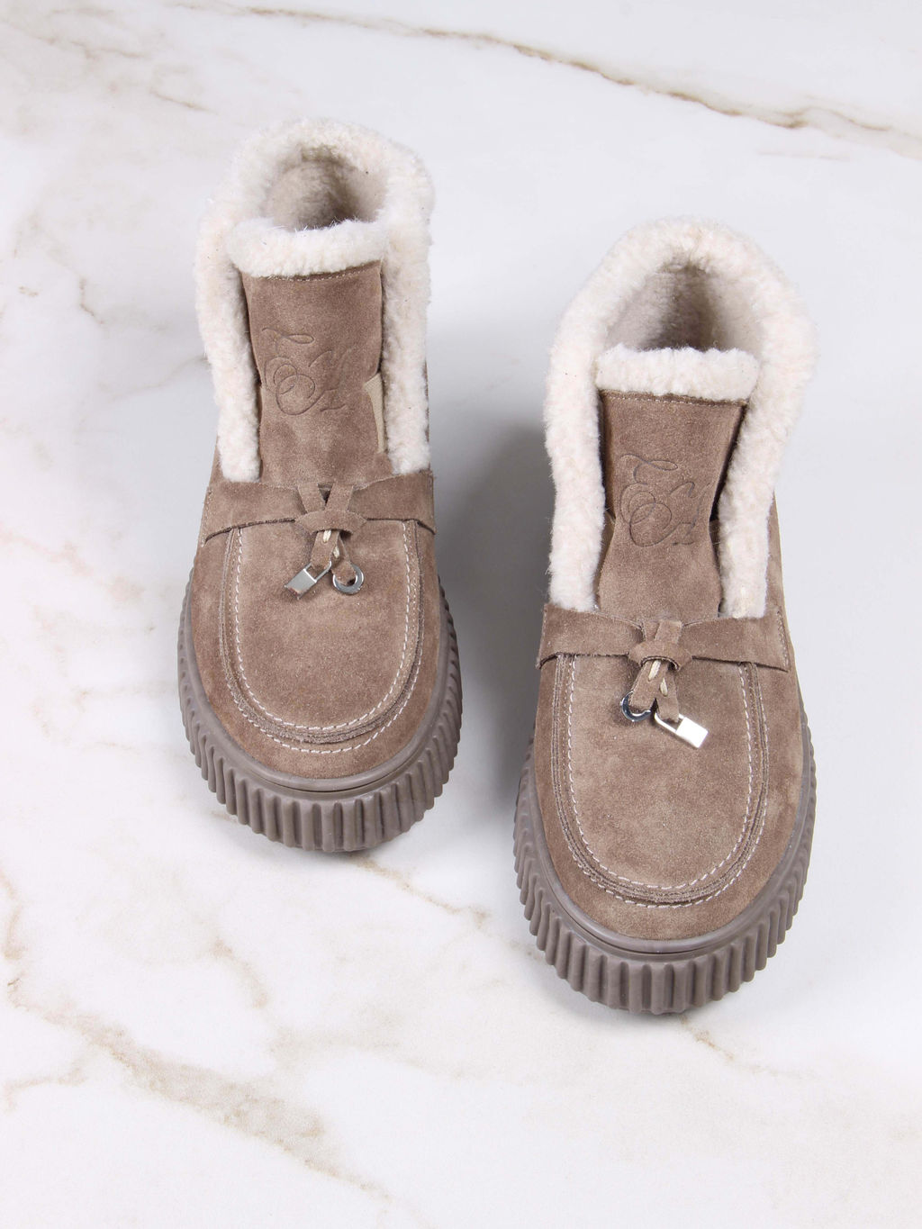 Ботинки 307.от11br. коричневый капучино замша/Шерсть