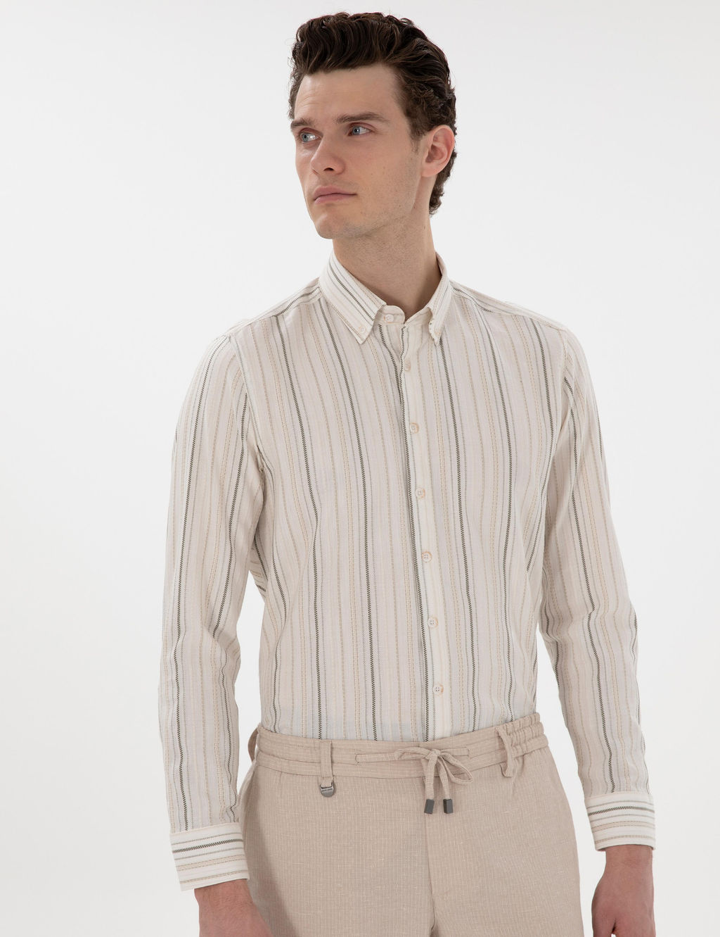 Haki Regular Fit Uzun Kollu G_mlek - Pierre cardin фото 3