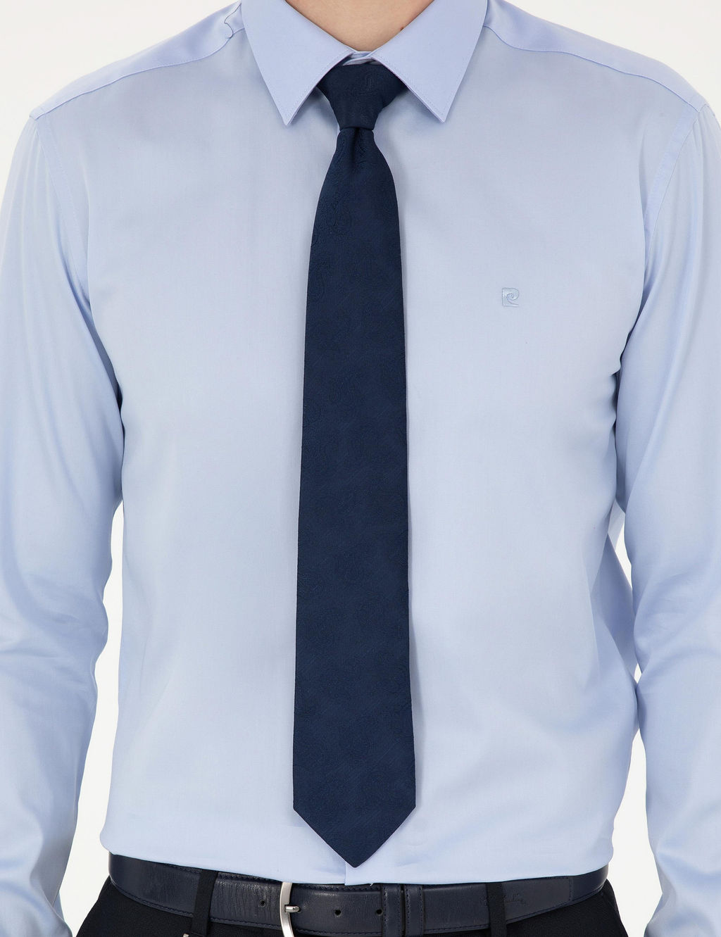 Koyu Mavi Slim Fit Uzun Kollu Basic G_mlek
