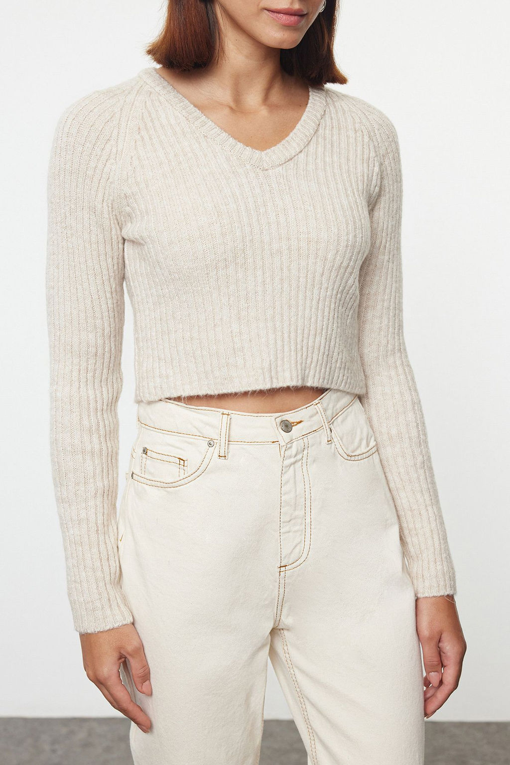 Gul Kurusu Crop Yumusak Dokulu Basic Triko Kazak TWOAW22KZ1453 - Trendyolmilla фото 11