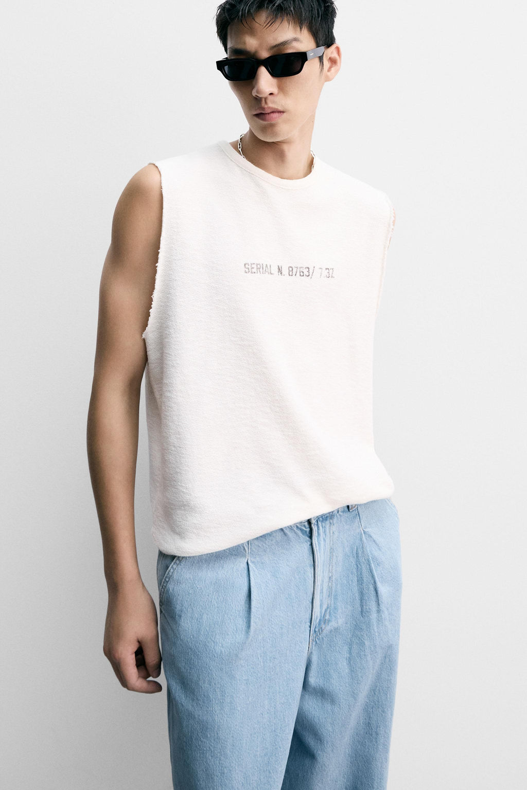WIDE-LEG PLEATED DENIM CHINO TROUSERS - Zara фото 6