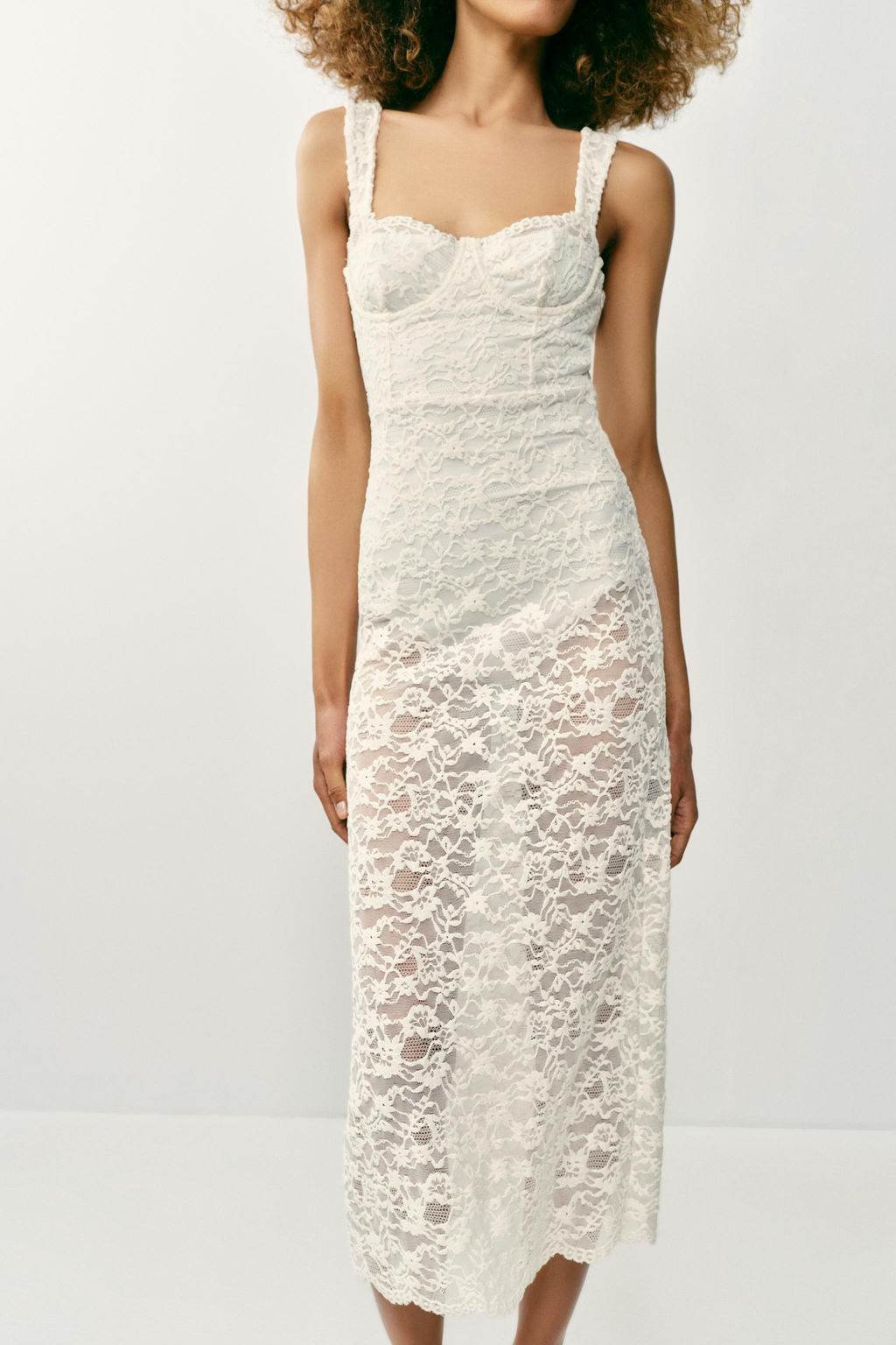 VESTIDO MIDI ENCAJE / Crudo - Zara фото 5