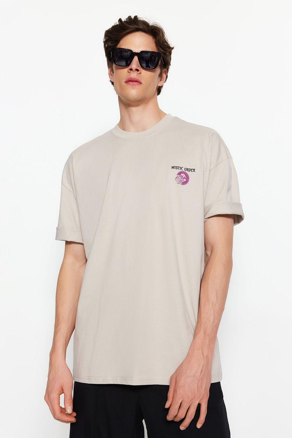 Tas Oversize/Genis Kesim %100 Pamuklu Mistik Bask?l? T-Shirt TMNSS23TS00165