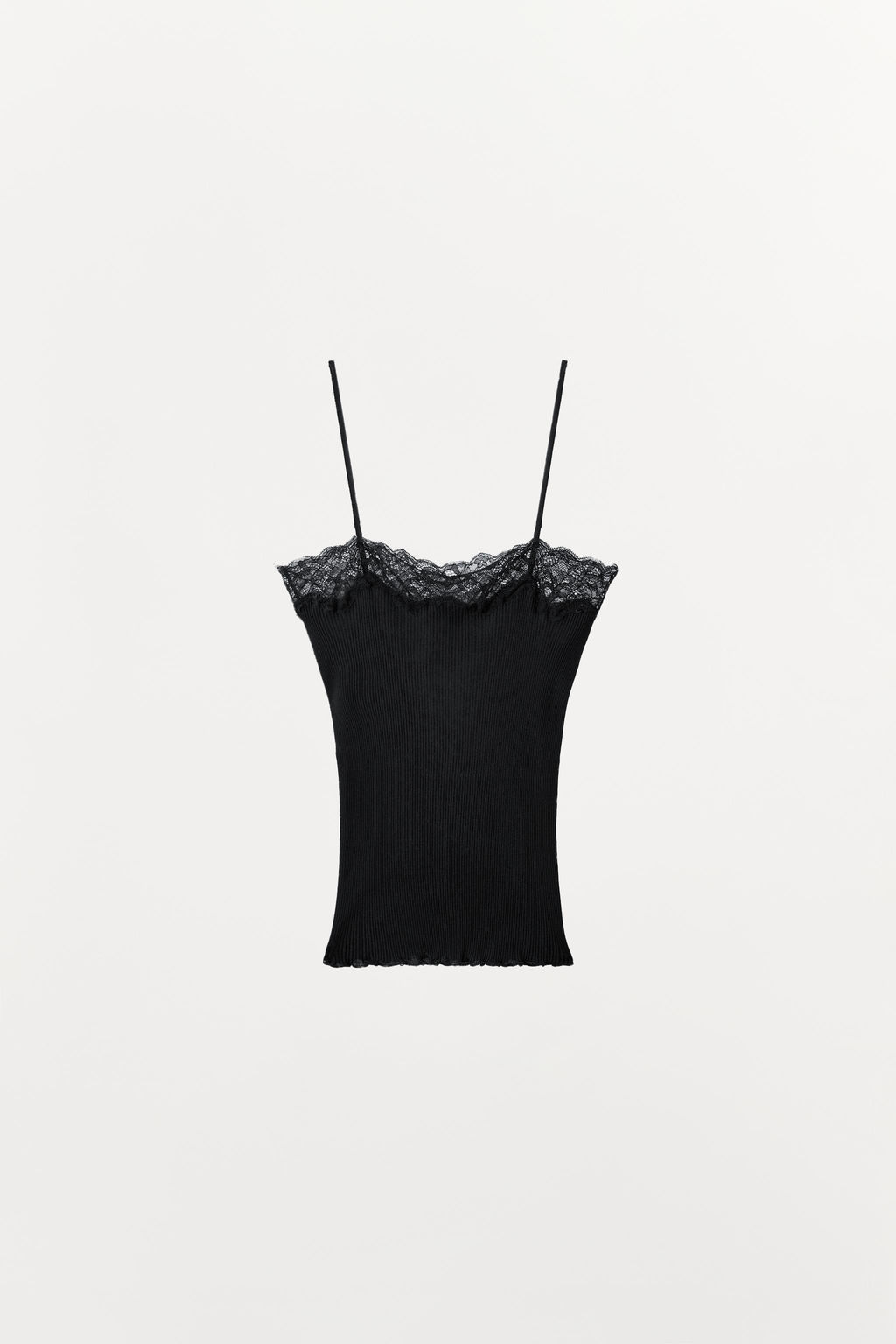TOP RIB ENCAJE / Negro