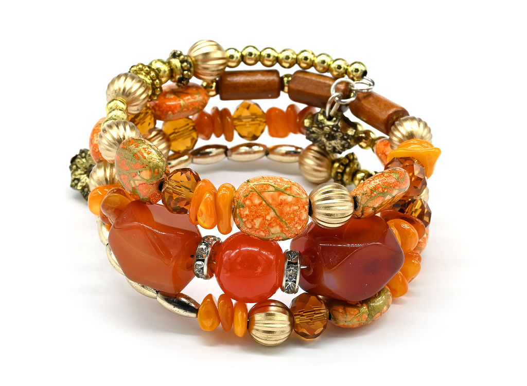 Браслет на пружинке Лето с агатом тонированным цв.зеленый Радуга камня  фото 4